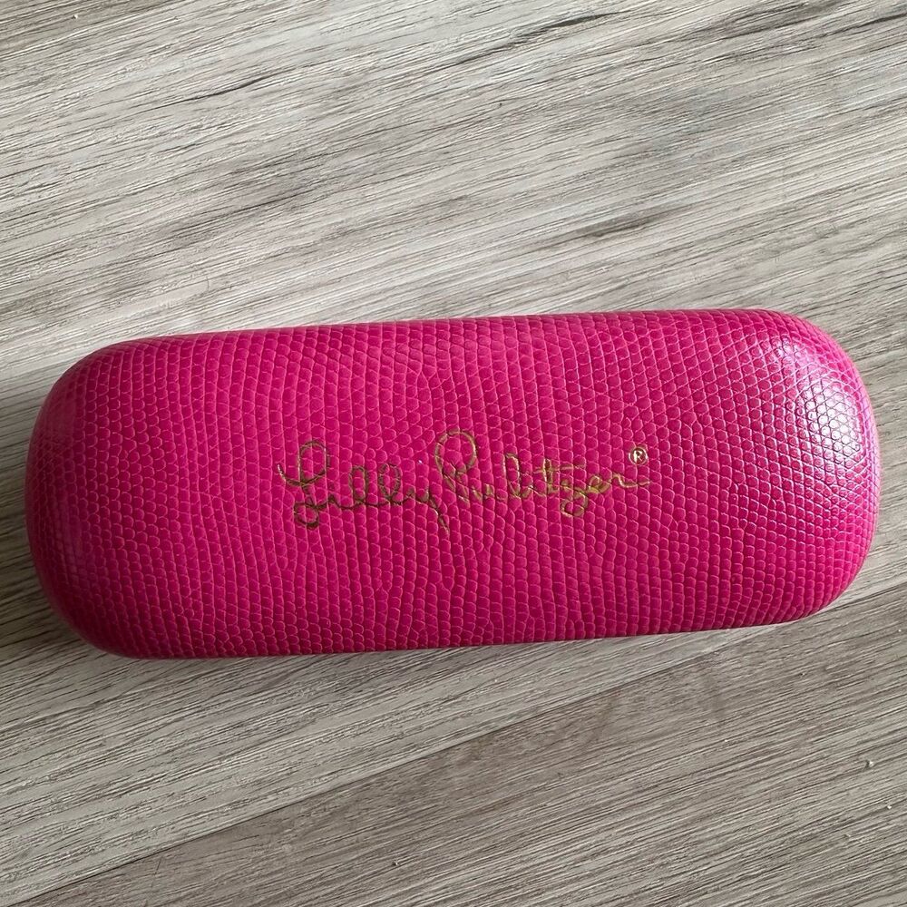 Lilly Pulitzer Bright Fuchsia Pink Alligator Snakeskin Hard Case for Sunglasses